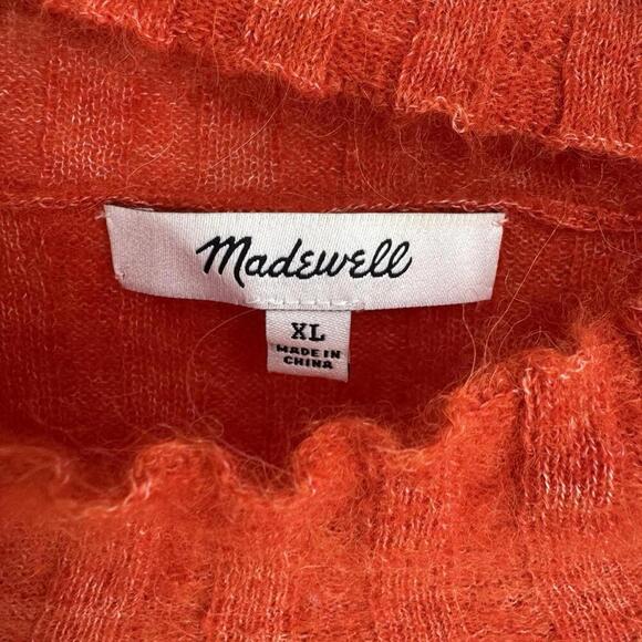Madewell sweater XL orange mock neck alpaca stretch sheer lightweight fall - Picture 3 of 5